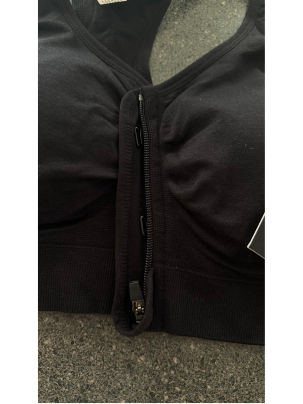 Velocity black, seamless, padded sports bra full-length front zipper Size XL - Picture 7 of 8